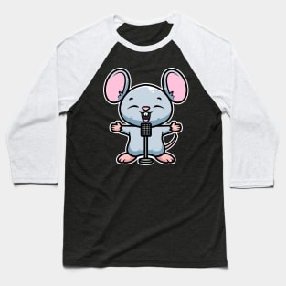 Mouse Sing Karaoke Kids Kawaii Neko Anime graphic Baseball T-Shirt